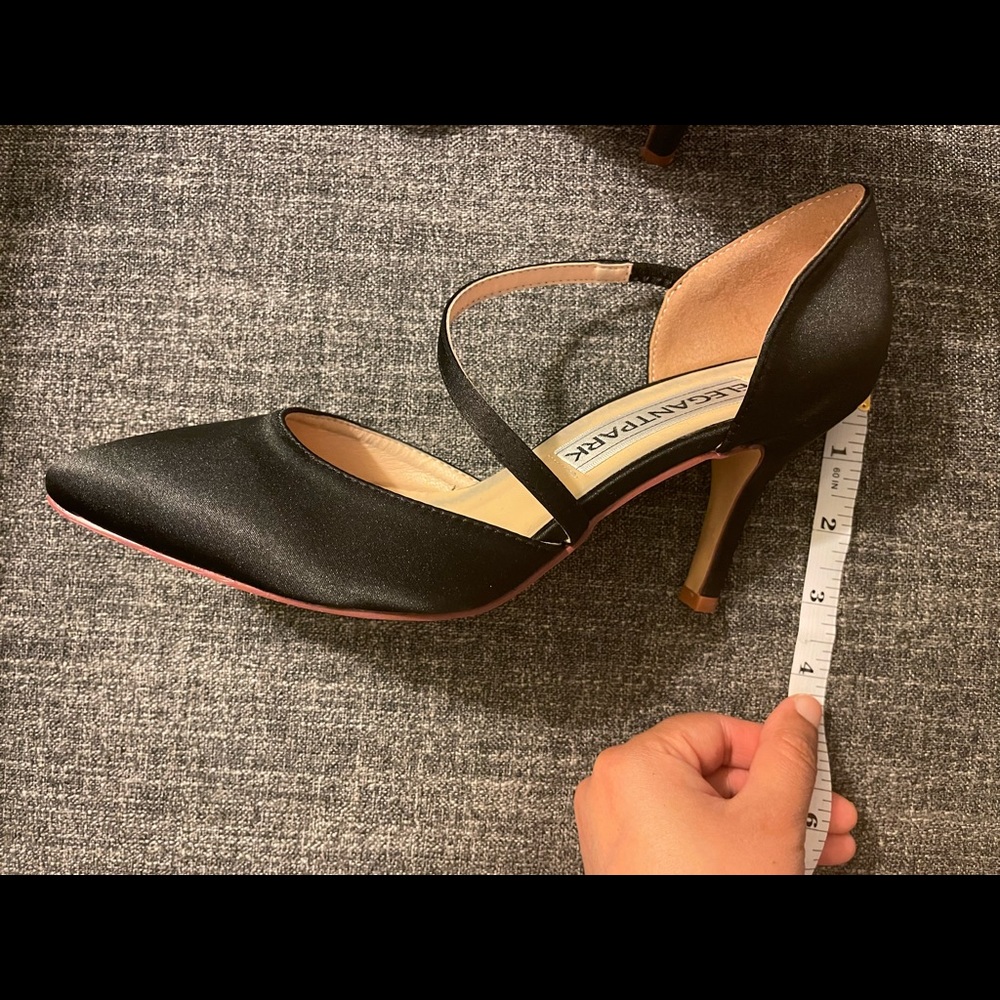 Black satin strappy heels - Picture 9 of 10